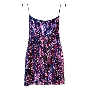 AS U WISH - Sequin Strapless Pink & Black Mini Dress / Size Small